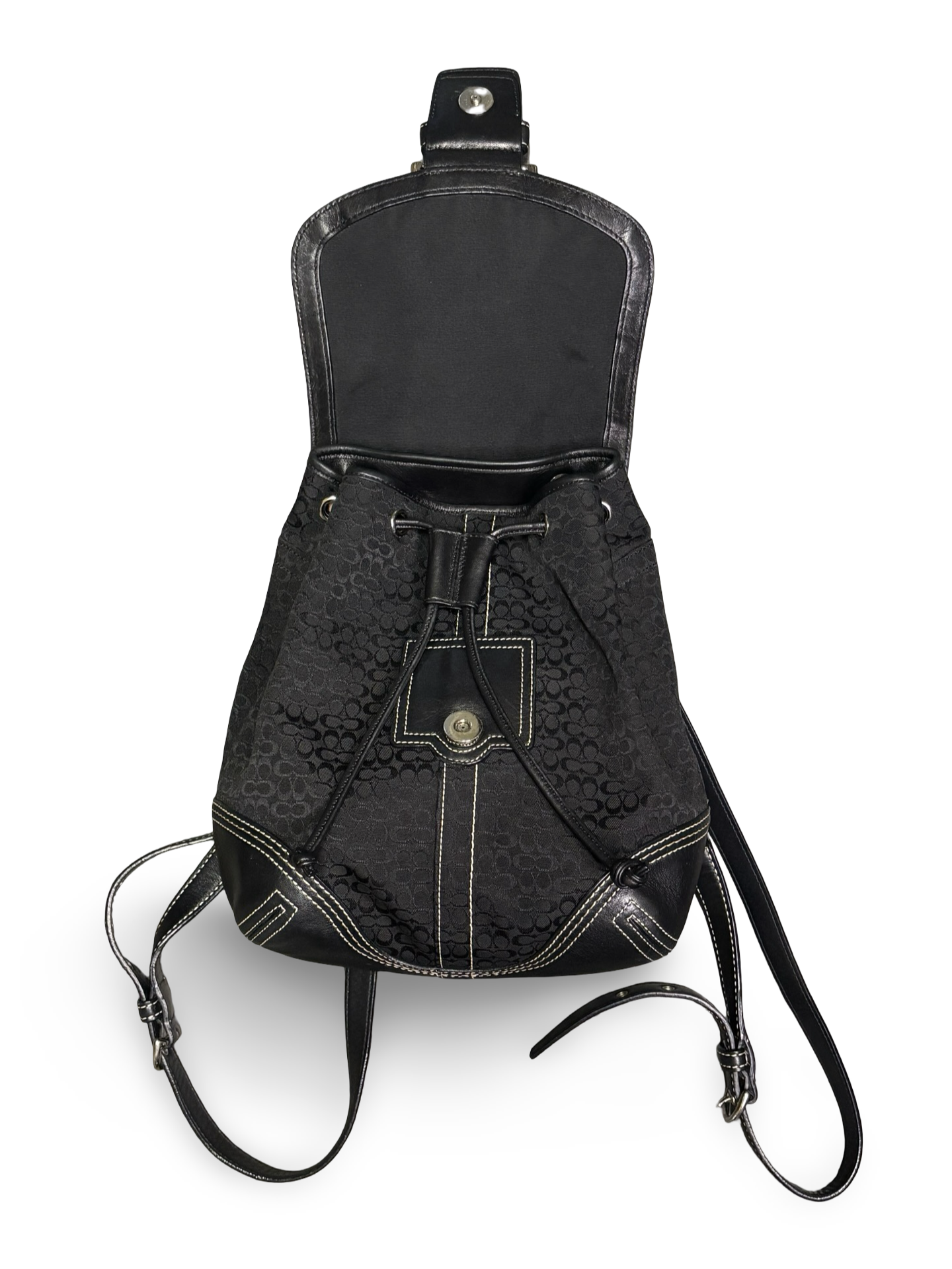 Vintage Y2K Coach 9764 Soho Mini Backpack Black Signature Monogram Canvas & Leather
