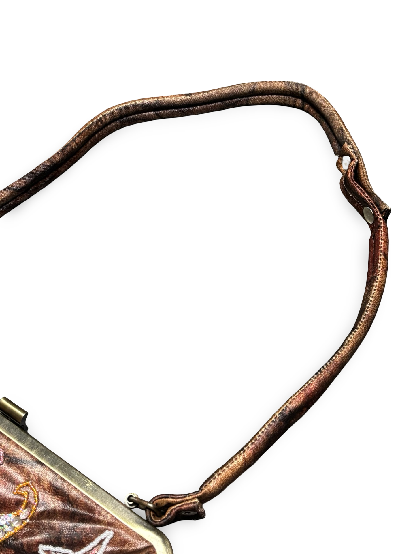 Vintage 80s JNS Brown Beaded & Sequined Floral Evening Bag Clutch Purse