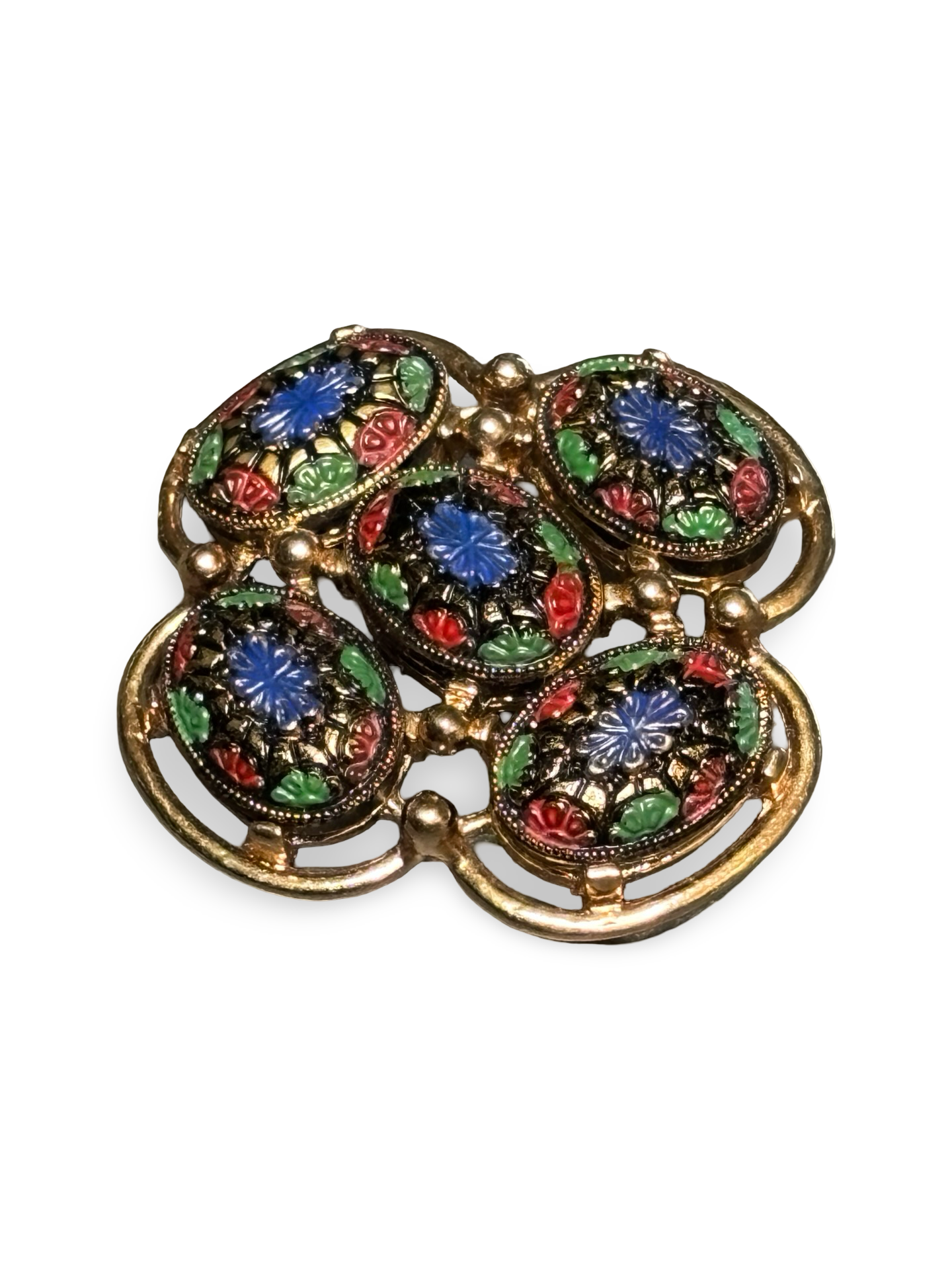 Vintage 1960s Art Deco Sarah Coventry Light of the East Enamel Brooch Pin