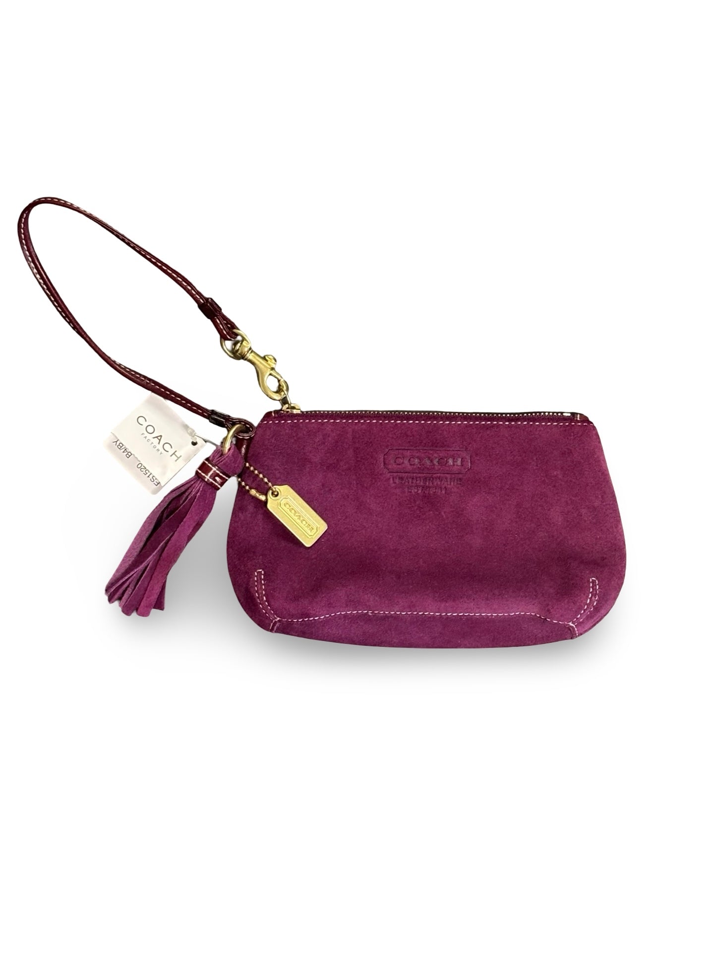 Vintage Y2K Coach Purple Suede Wristlet w/ Fringe Tassel NWT