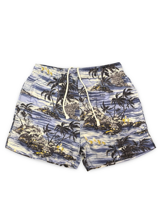 Vintage Bungalow Brand Hawaiian Tropical Island Print Swim Trunks Boxer Shorts Size XXL