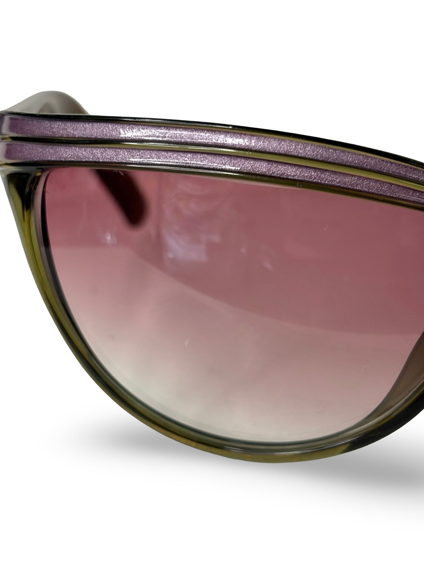 Vintage 1980s Christian Dior 2205 Purple Sparkle Wraparound Cat-Eye Shield Sunglasses