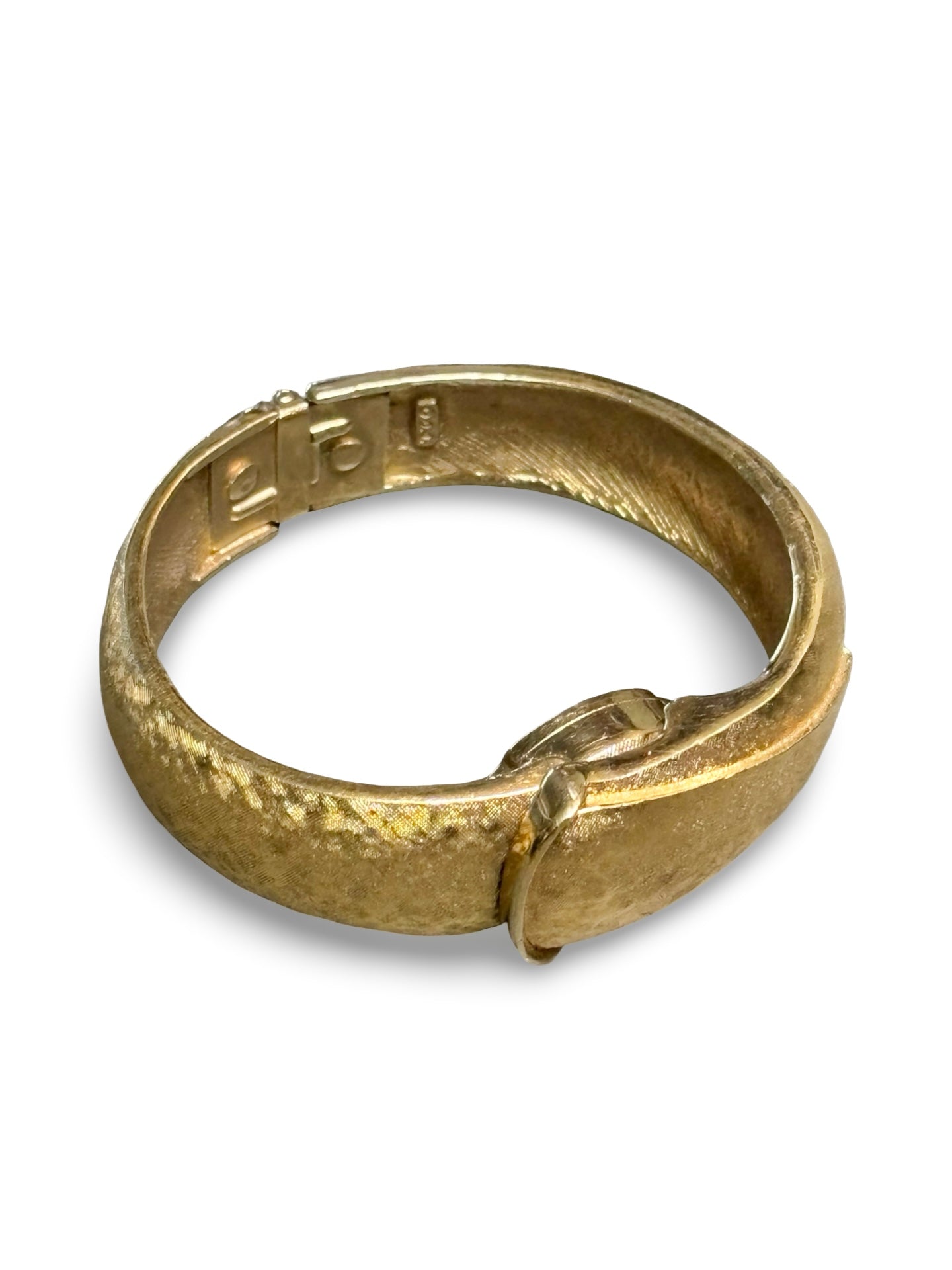 Vintage MCM 1950s Hawthorne Gold-Tone Clamper Cuff Bangle Hidden Swiss Watch