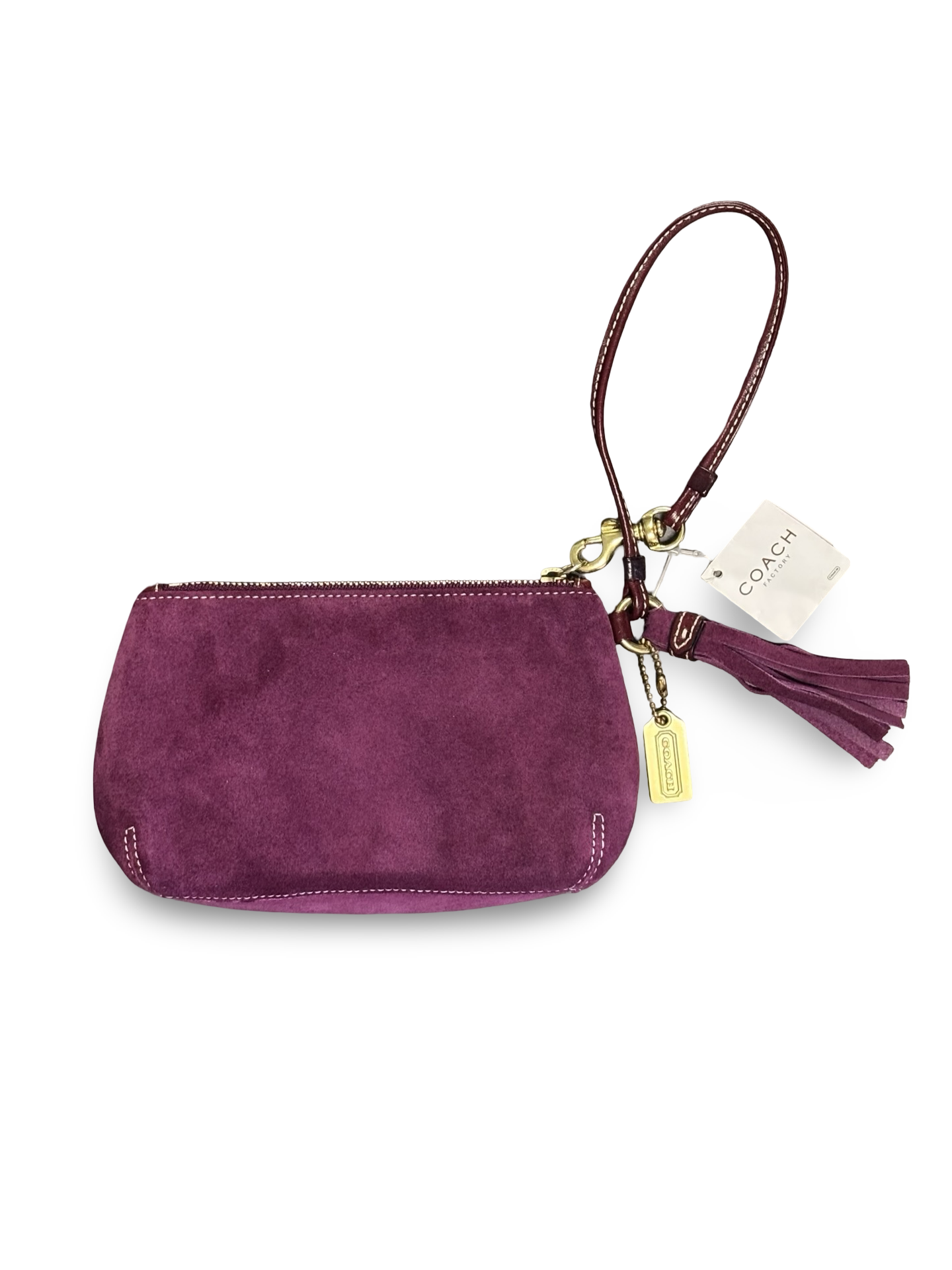 Vintage Y2K Coach Purple Suede Wristlet w/ Fringe Tassel NWT