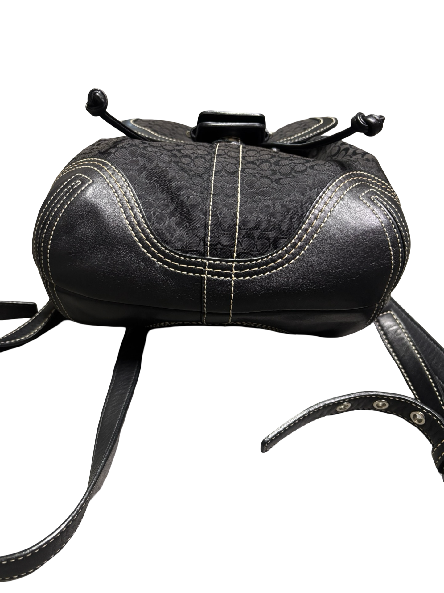 Vintage Y2K Coach 9764 Soho Mini Backpack Black Signature Monogram Canvas & Leather