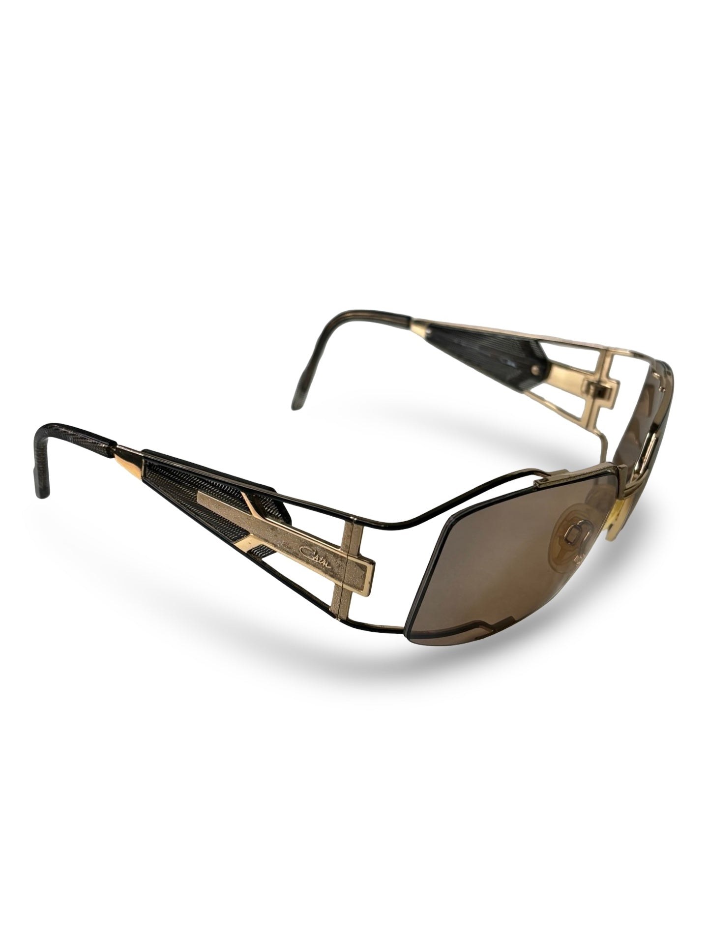 Vintage 1980s Cazal 931 Gold Geometric Sunglasses Made in Germany