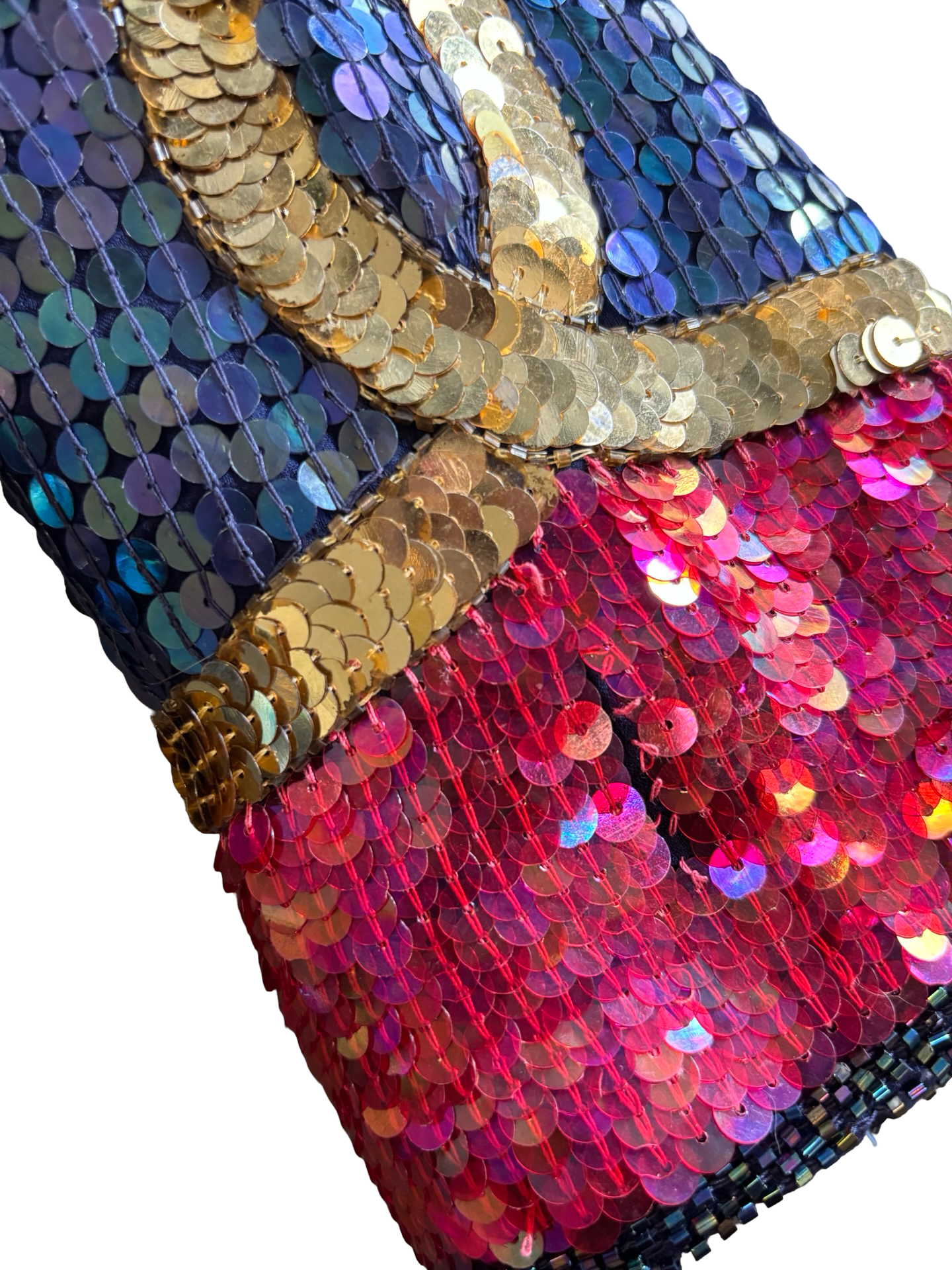 Vintage Blue, Red, & Gold Sequined Silk Bolero Napoleon Military Style Blazer Jacket Top Size L