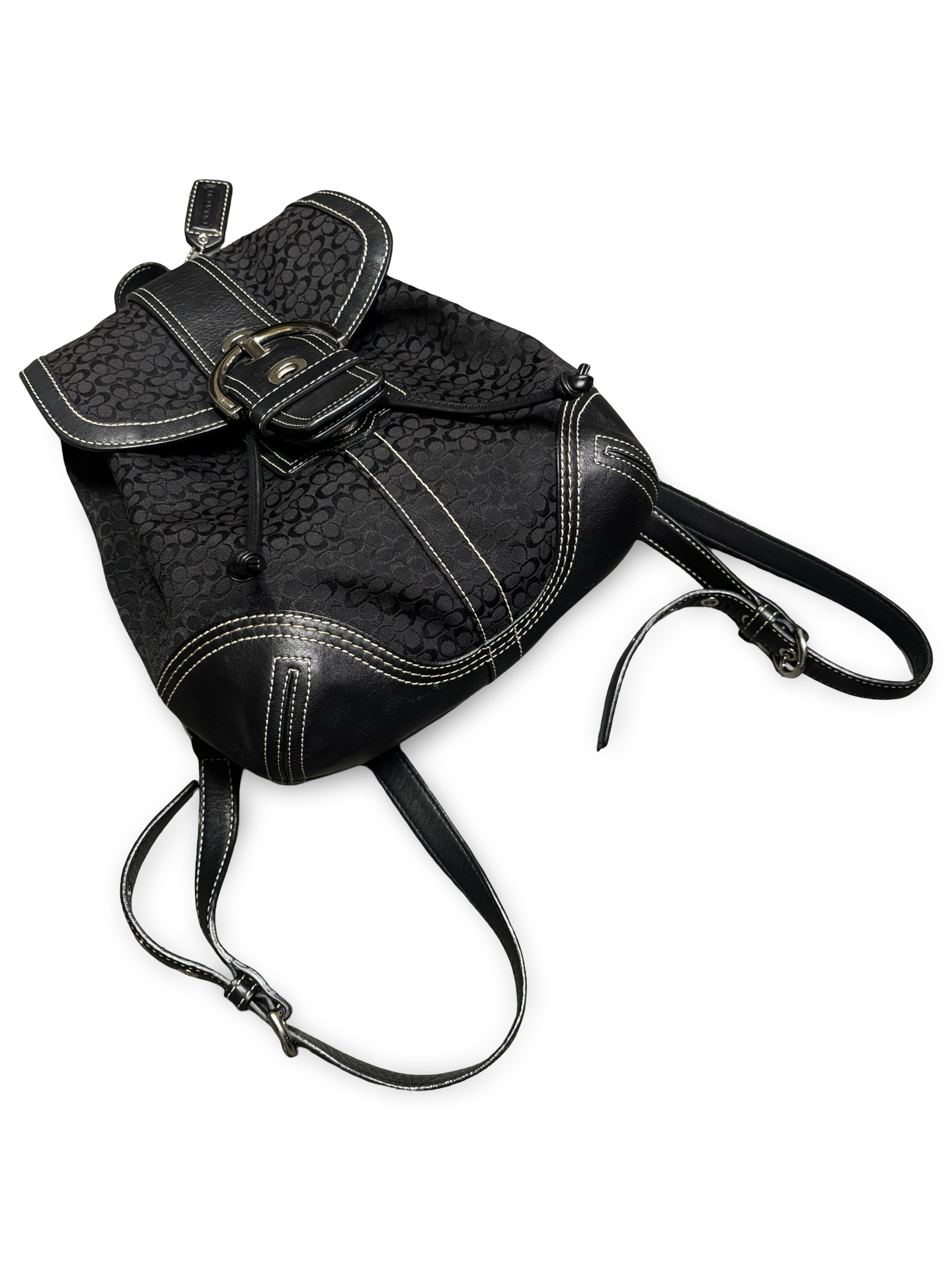 Vintage Y2K Coach 9764 Soho Mini Backpack Black Signature Monogram Canvas & Leather