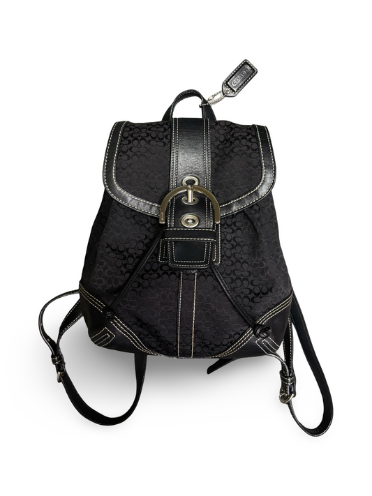 Vintage Y2K Coach 9764 Soho Mini Backpack Black Signature Monogram Canvas & Leather