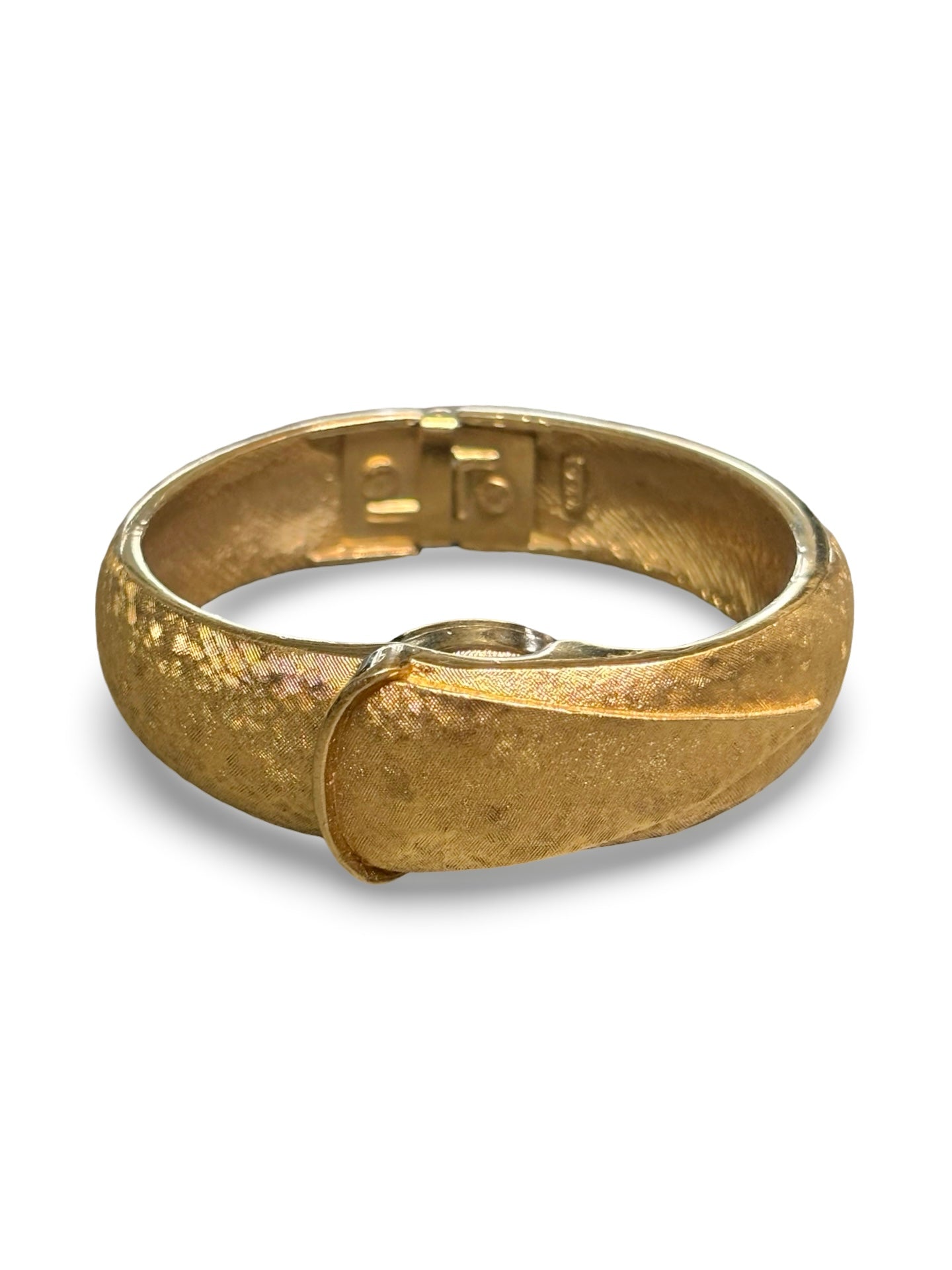 Vintage MCM 1950s Hawthorne Gold-Tone Clamper Cuff Bangle Hidden Swiss Watch