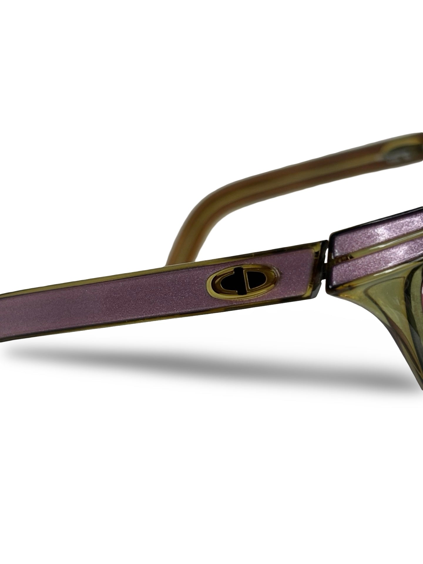 Vintage 1980s Christian Dior 2205 Purple Sparkle Wraparound Cat-Eye Shield Sunglasses