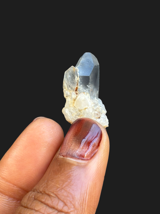Striking Blue Phantom Quartz Cluster Double Point Formation with Grounding Matrix – Ouachita Mountains, Arkansas
