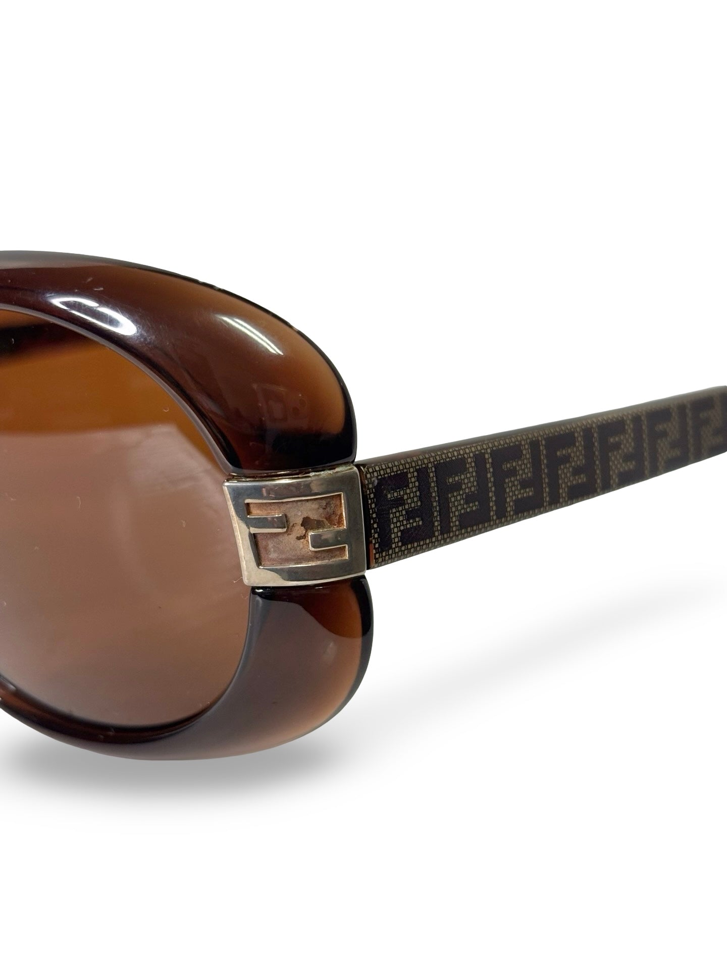 Vintage Y2K Fendi FS5171 Brown "Clout Goggles" Sunglasses w/ Monogramed Frame